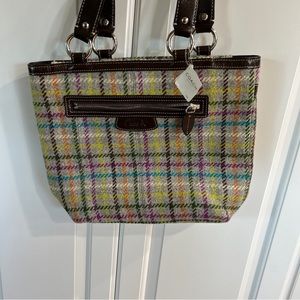 COACH Vintage Wool Tattersall Tweed PENELOPE Tote Shoulder Bag
